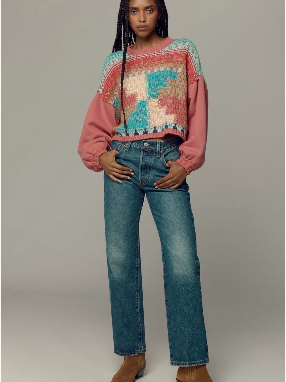 NWT Pilcro Billowy-Sleeve Crew-Neck Sweater - XXS - Picture 1 of 8